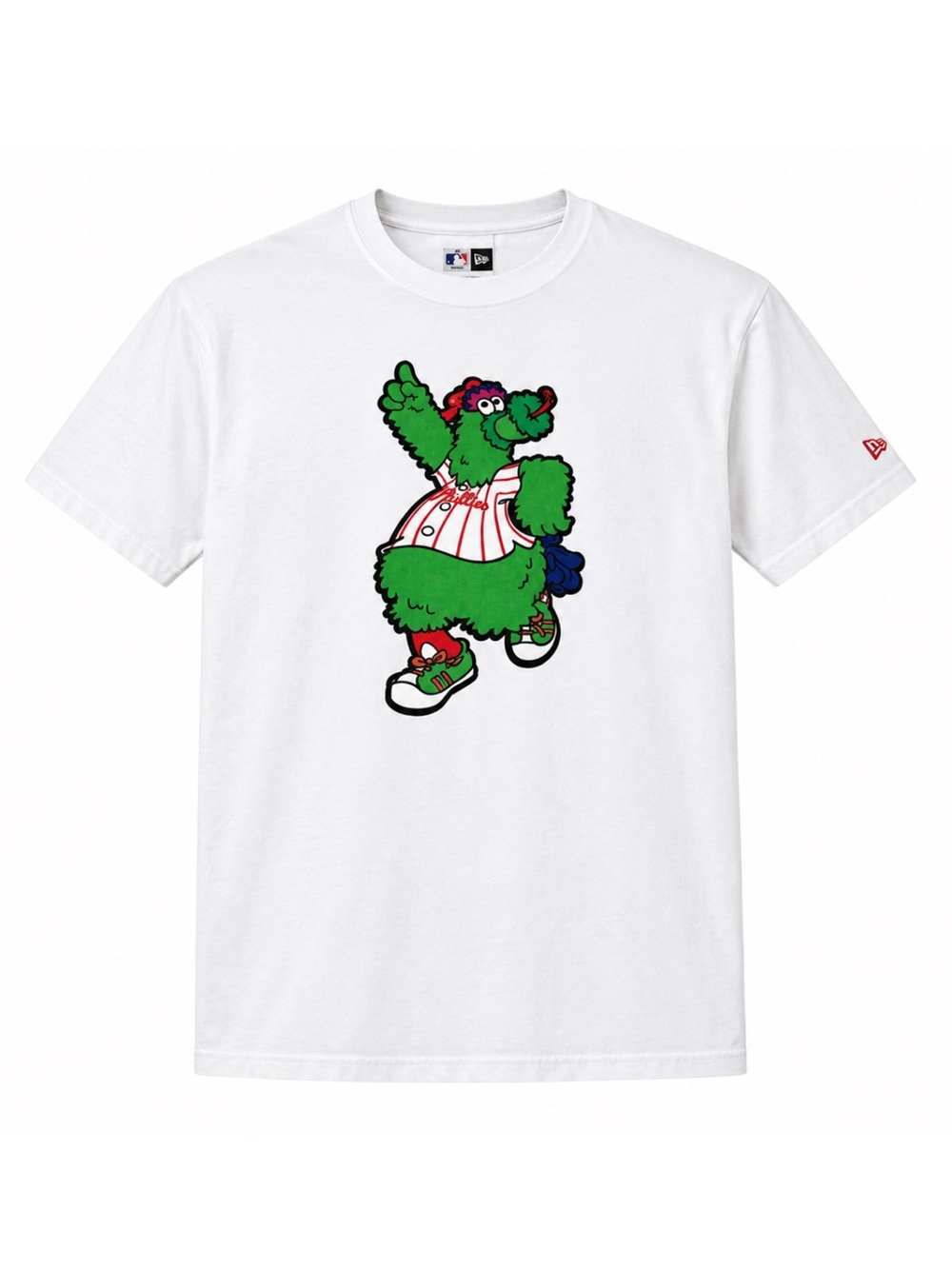 MLB White Short Sleeve T-Shirt with Green Phillie Phanatic Graphic Size Medium